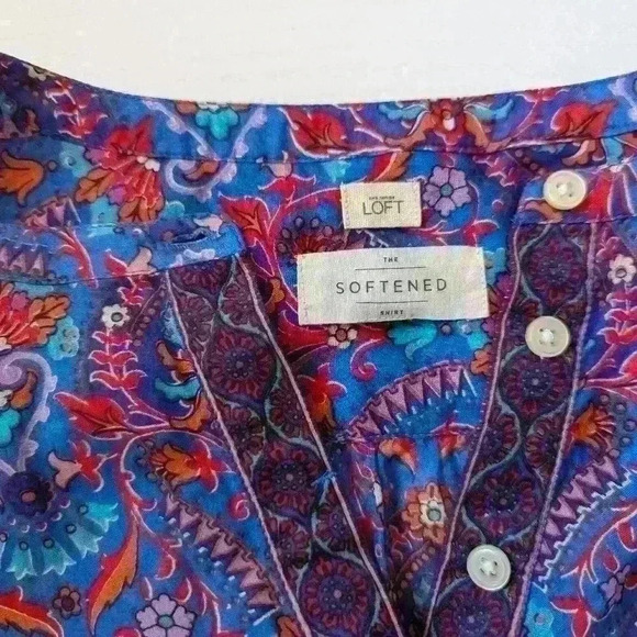 Ann Taylor Loft Boho Style Long Sleeve Blouse -Size S- Light Airy Office wear - Picture 12 of 15